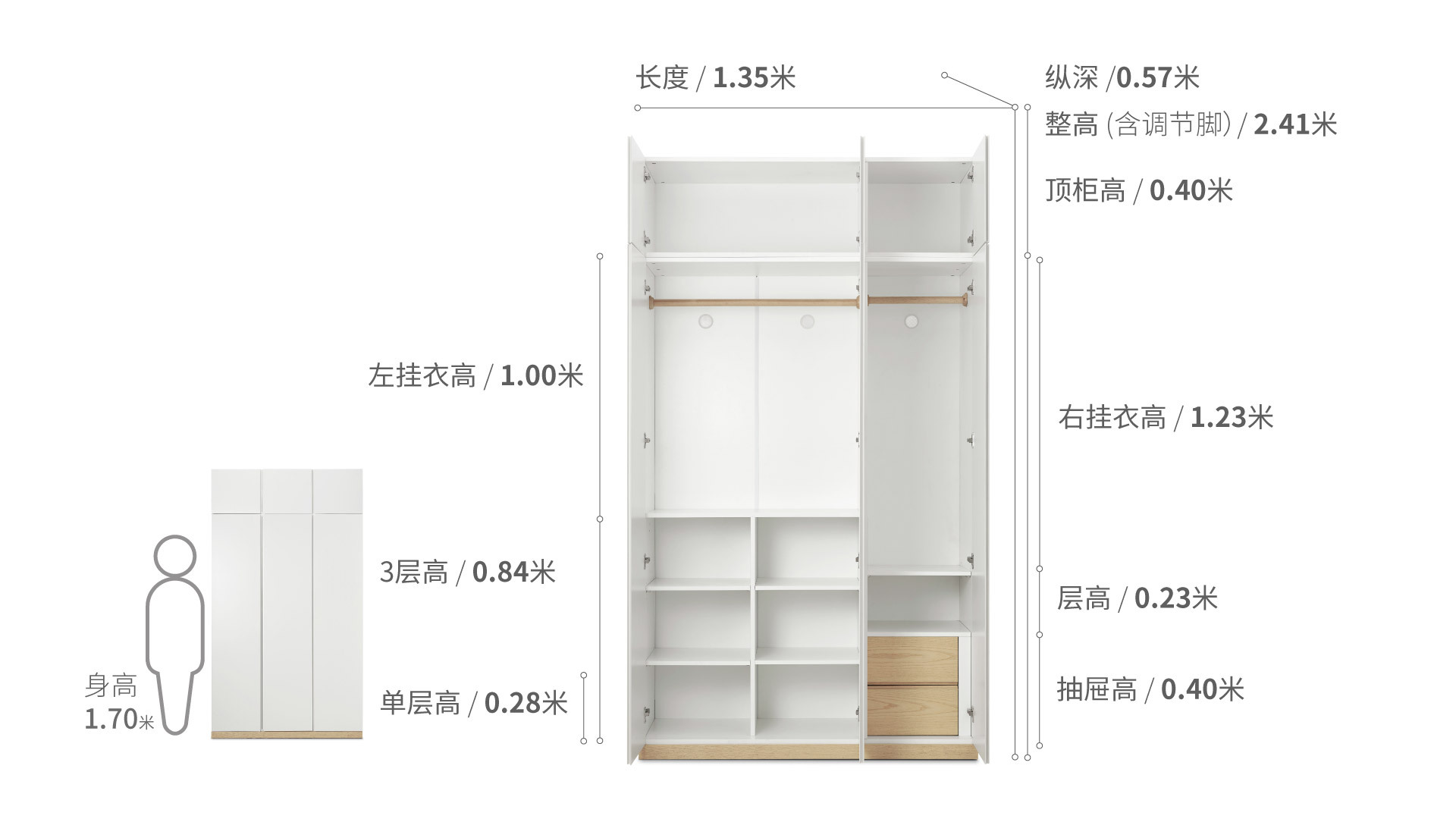 山雪衣柜A款+顶柜柜架效果图