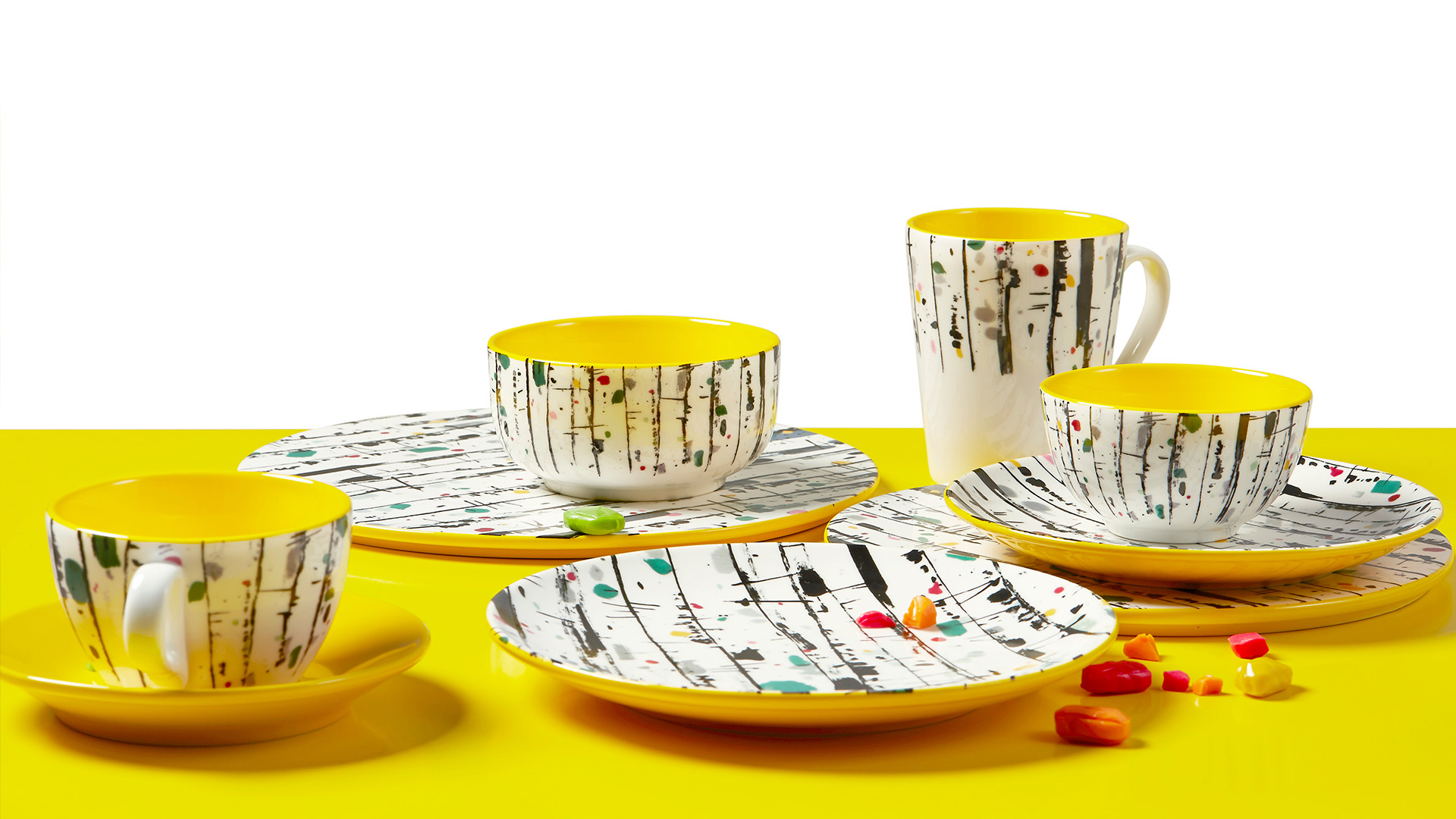 吴冠中系列纹样餐具白桦林10件套