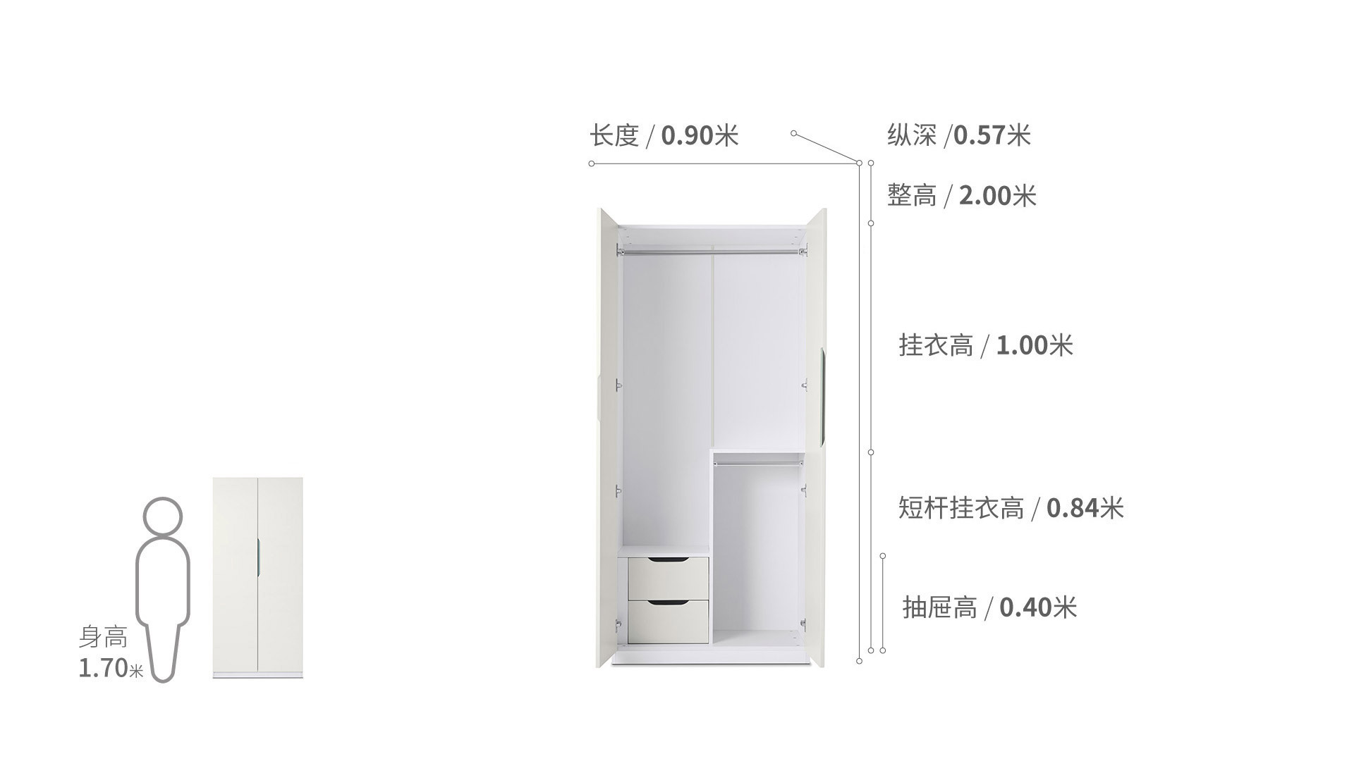 贡多拉衣柜®两门B款柜架效果图